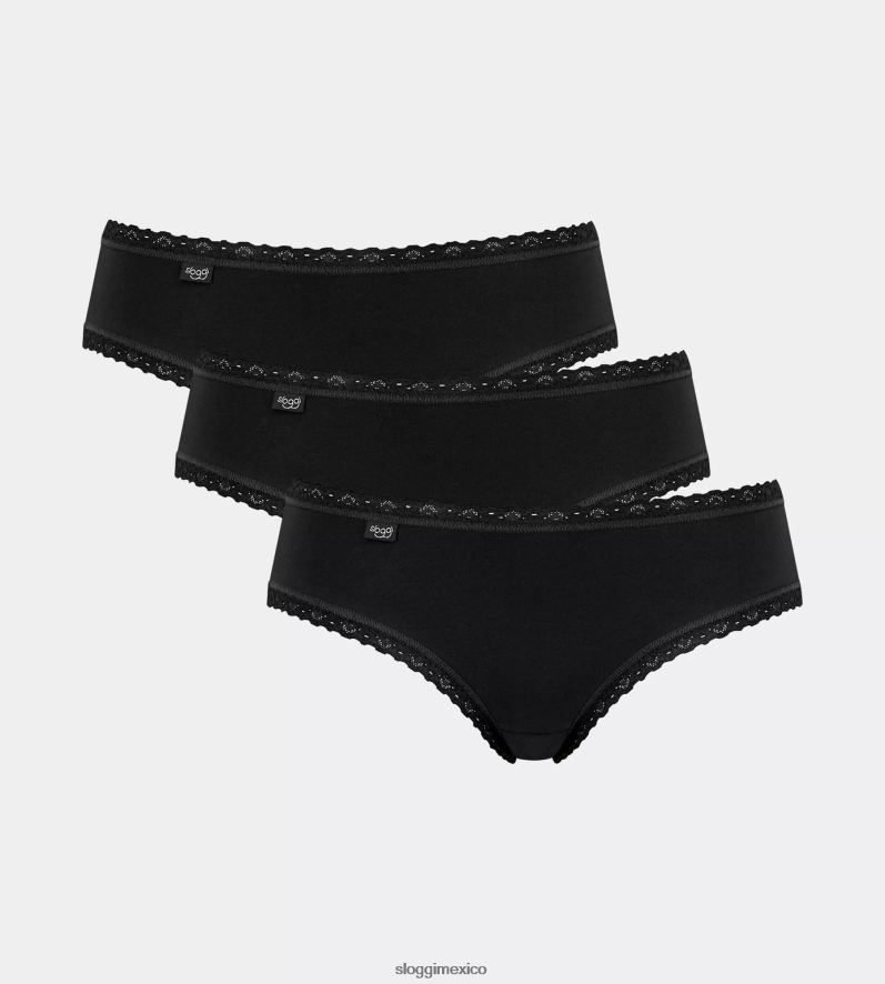 bragas | mx sloggi mujer Braguitas hipster de encaje de algodón 24/7 negro 220XJH446