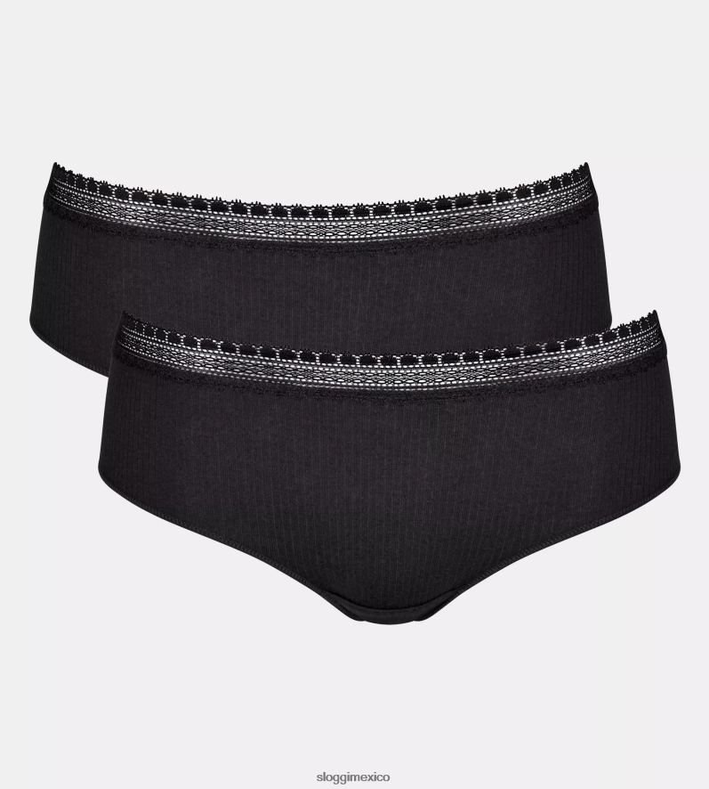 bragas | mx sloggi mujer braguitas hipster de canalé negro 220XJH55