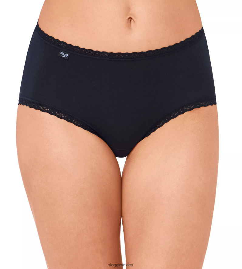 bragas | mx sloggi mujer Braguita midi de encaje de algodón 24/7 negro 220XJH486