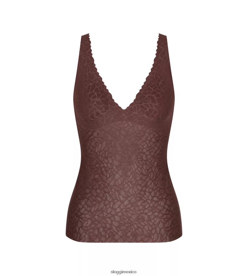 sujetadores | mx sloggi mujer camisa con sujetador de encaje zero feel marrón ébano 220XJH625